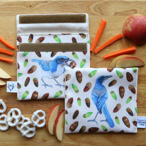 Load image 1 in gallery view. Scrub Jay Cache Snack Sandwich Bag - Zero Waste - Food Storage Bag - Eco-Friendly -Recycled Plastic Fabric