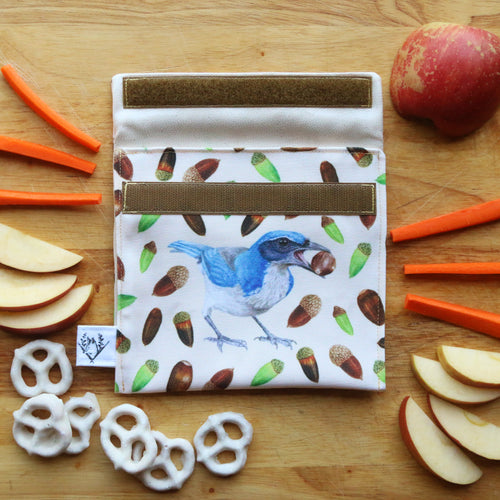 Load image 1 in gallery view. Scrub Jay Cache Snack Sandwich Bag - Zero Waste - Food Storage Bag - Eco-Friendly -Recycled Plastic Fabric