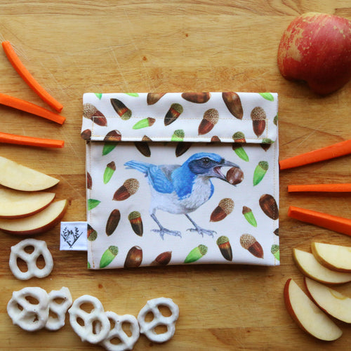 Load image 1 in gallery view. Scrub Jay Cache Snack Sandwich Bag - Zero Waste - Food Storage Bag - Eco-Friendly -Recycled Plastic Fabric
