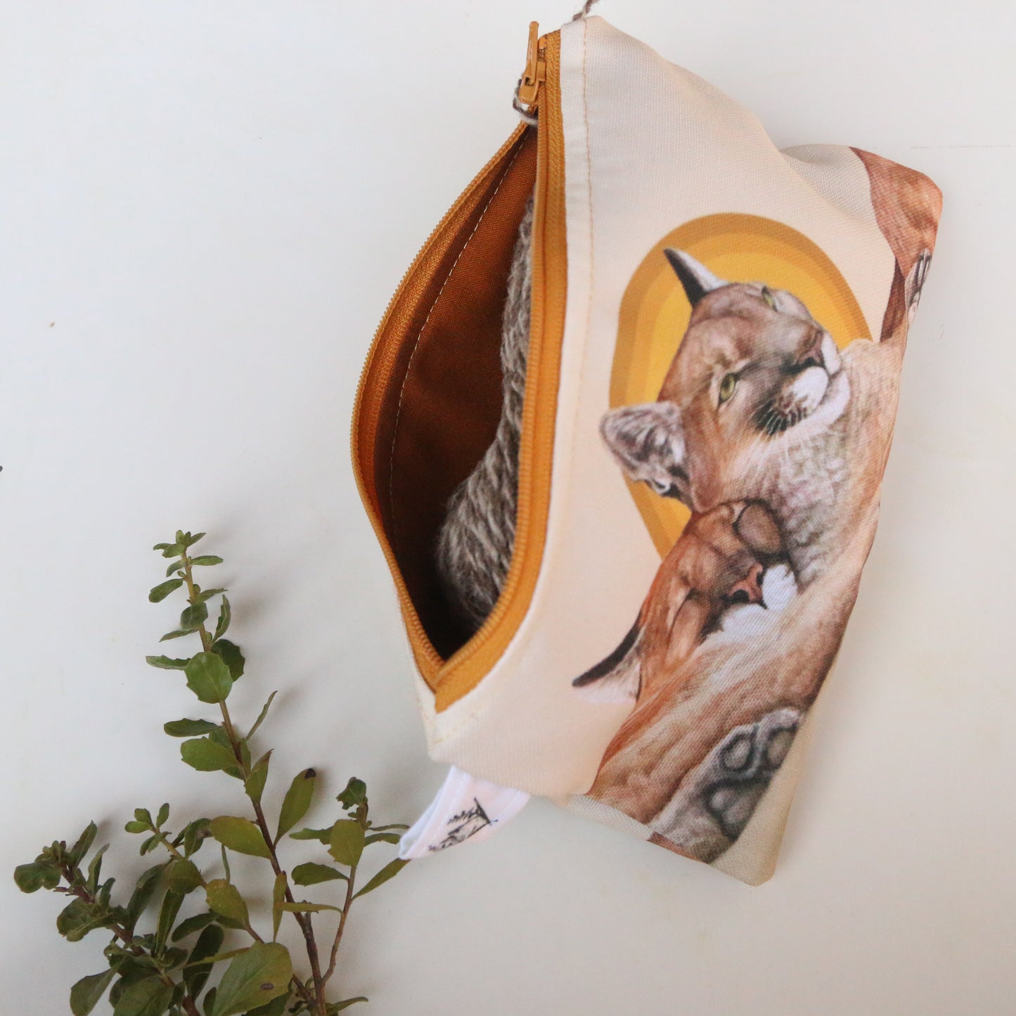 Medium Mountain Lions Zipper Pouch - Travel Organizer Bag, Flat Purse