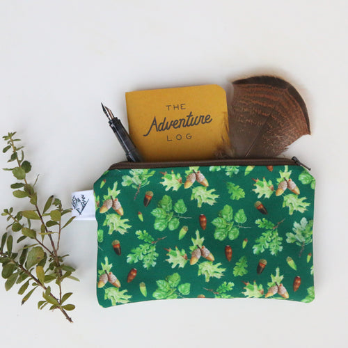 Load image 1 in gallery view. Medium California Oaks Zipper Pouch - Travel Organizer Bag, Flat Purse