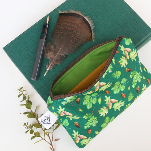 Load image 1 in gallery view. Medium California Oaks Zipper Pouch - Travel Organizer Bag, Flat Purse