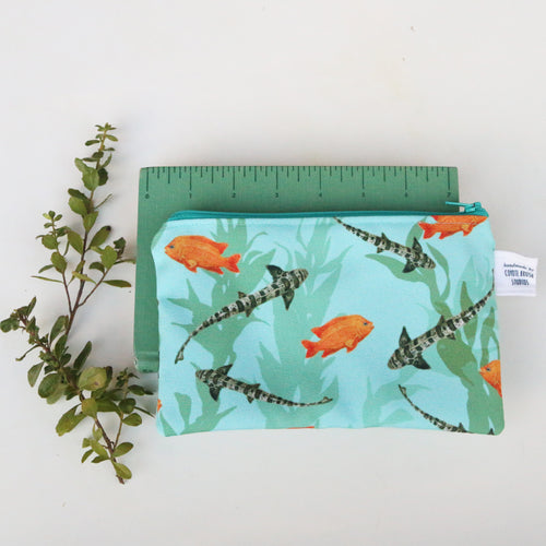 Load image 1 in gallery view. Medium Kelp Forest Zipper Pouch - Travel Organizer Bag, Flat Purse