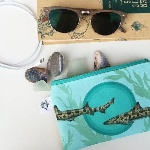 Load image 1 in gallery view. Medium Kelp Forest Zipper Pouch - Travel Organizer Bag, Flat Purse