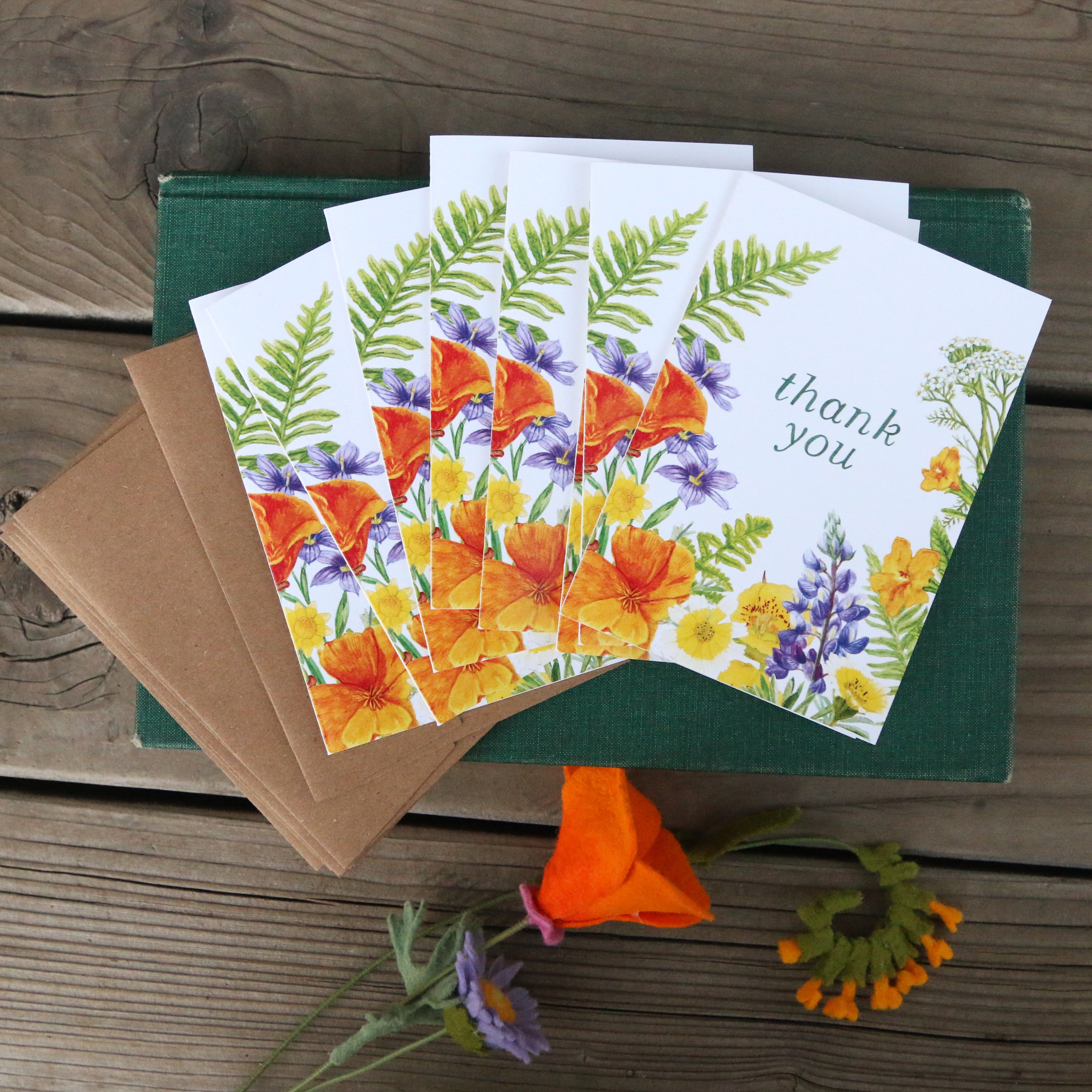 Set of 8 Native Wildflower Thank You Cards