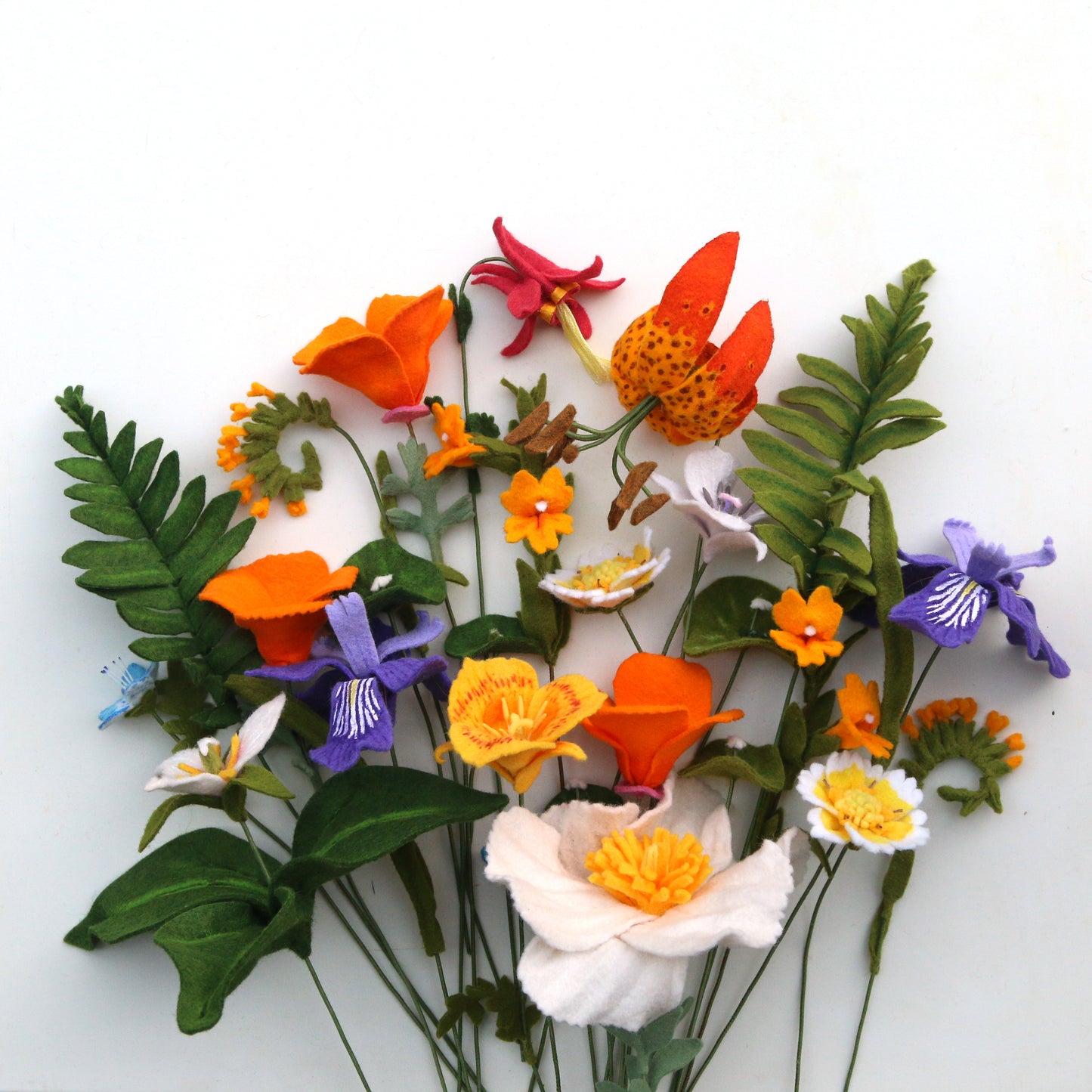 Sticky Monkeyflower Felt Flower - Diplacus aurantiacus - fiber sculpture, fabric flower