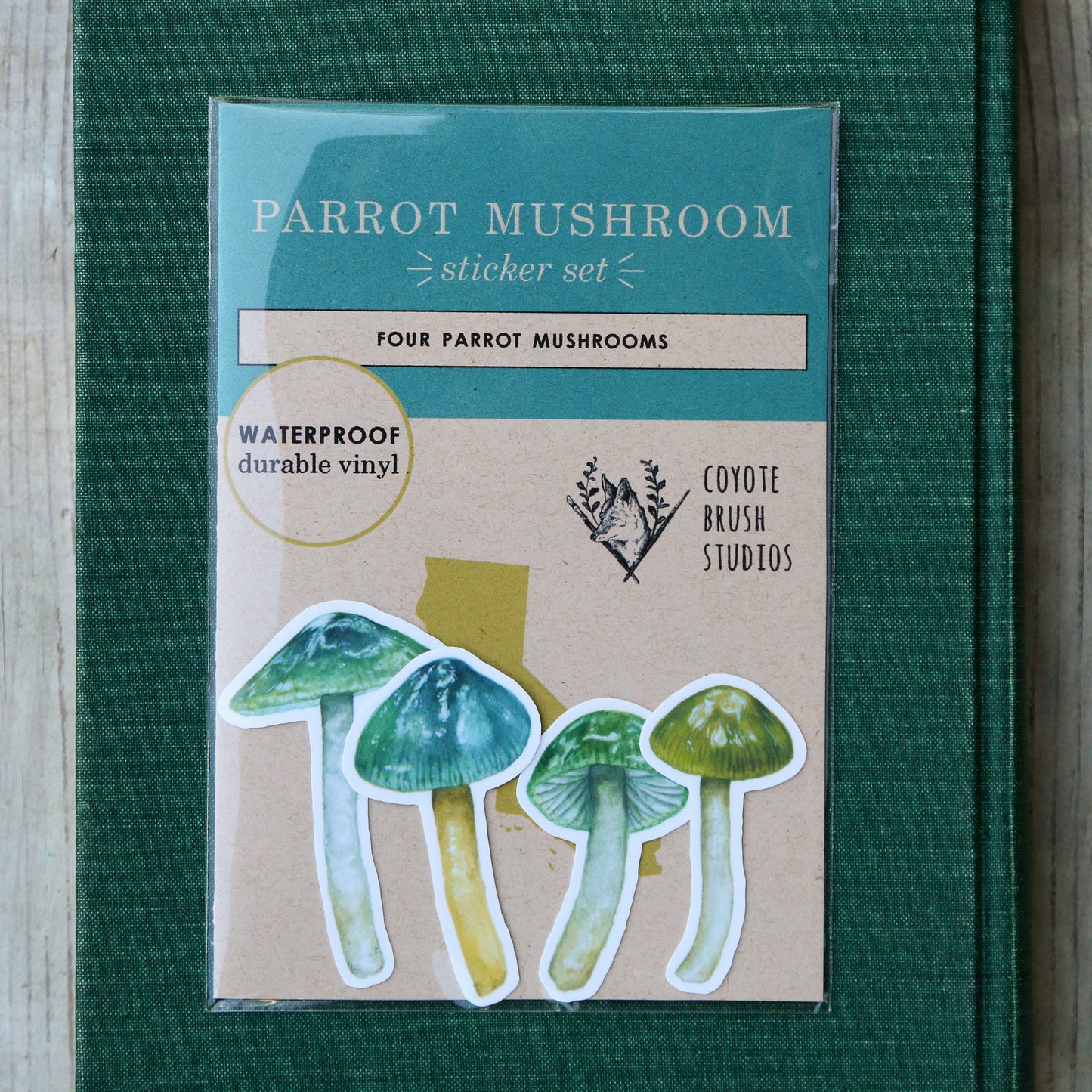 Parrot Waxcap Mushroom Vinyl Stickers: Hygrocybe psittacina