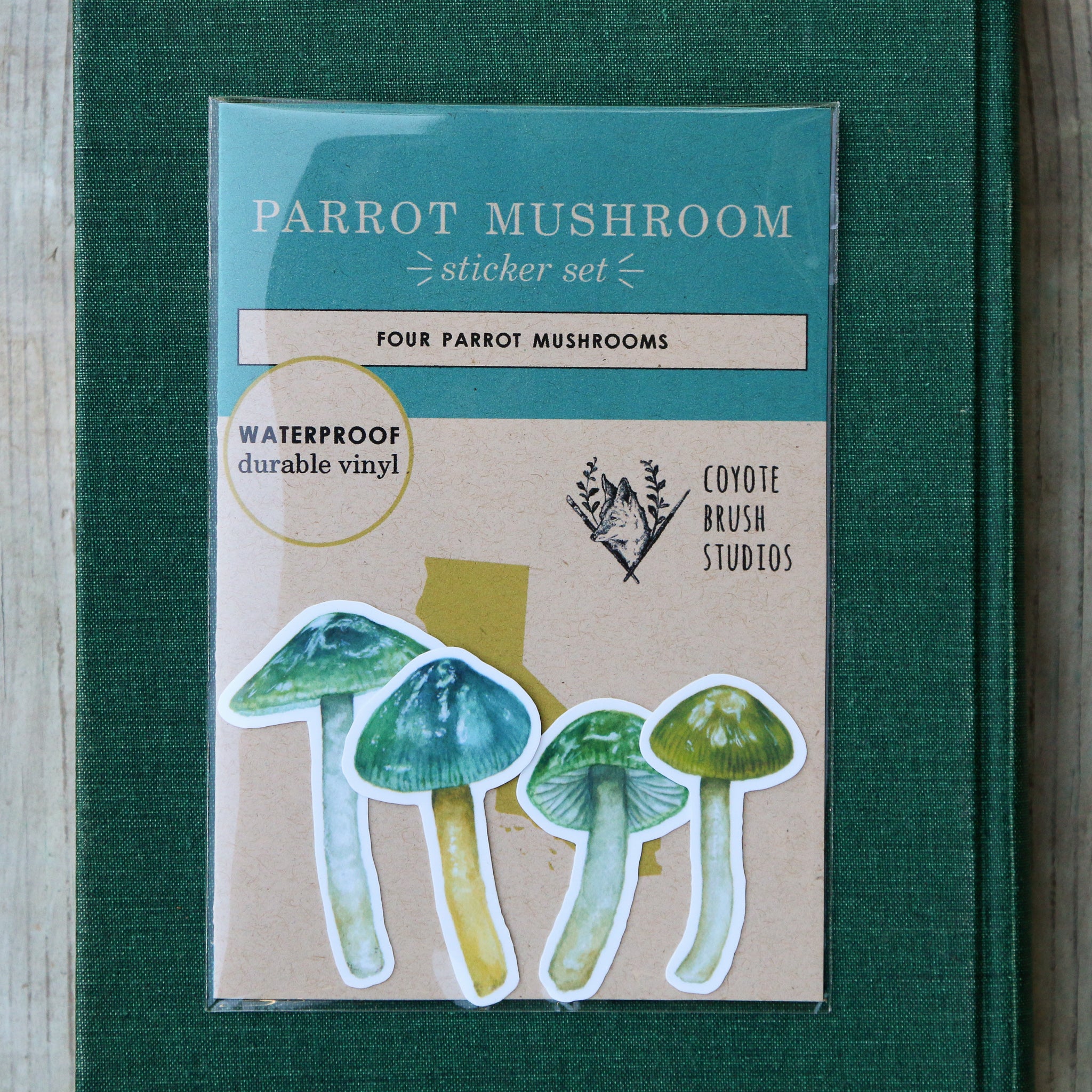 Parrot Waxcap Mushroom Vinyl Stickers: Hygrocybe psittacina