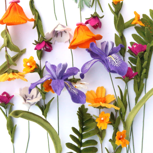 Load image 1 in gallery view. Winecup Yorkia Felt Flower - Clarkia purpurea - fiber sculpture, felt flower
