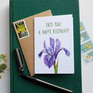 Iris You A Happy Birthday - Douglas Iris California Native Plant, Birthday, Celebration Greeting Card
