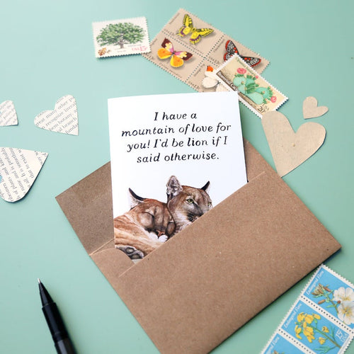 Load image 1 in gallery view. A Mountain of Love For You - Mountain Lion Love Card