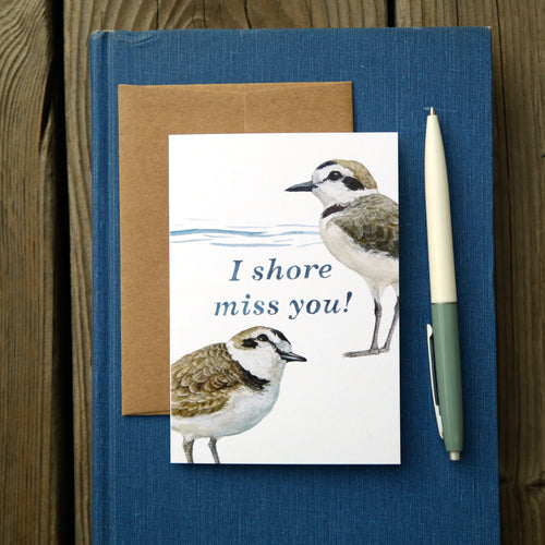 Load image 1 in gallery view. I SHORE miss you! - Snowy Plover Greeting Card