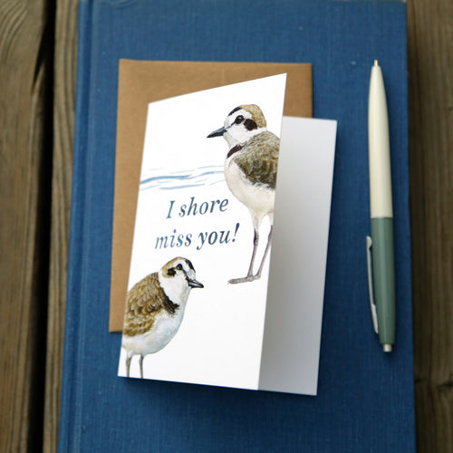 Load image 1 in gallery view. I SHORE miss you! - Snowy Plover Greeting Card