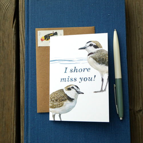 Load image 1 in gallery view. I SHORE miss you! - Snowy Plover Greeting Card