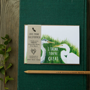 I think you're GREAT! Great Blue Heron and Great Egret Card