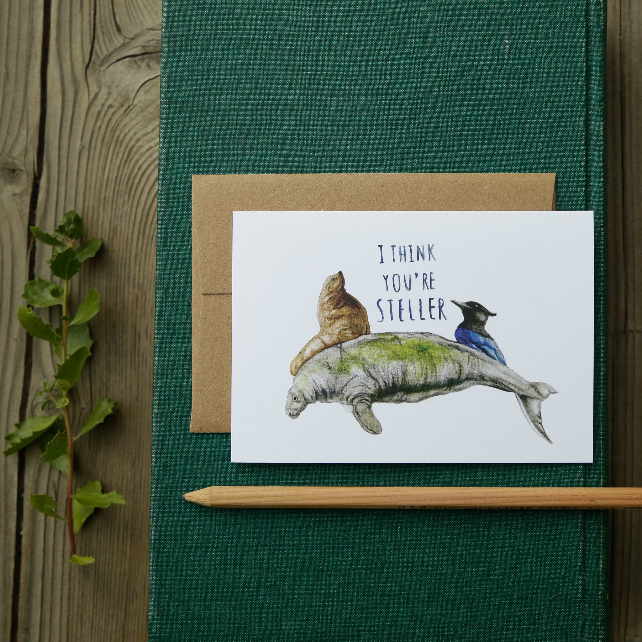 I Think You're STELLER! - Steller's Jay, Steller's Sea Cow, and Steller's Sea Lion Love card