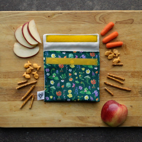 Load image 1 in gallery view. Wildflowers Reusable Snack Sandwich Bag - Zero Waste - Food Storage Bag