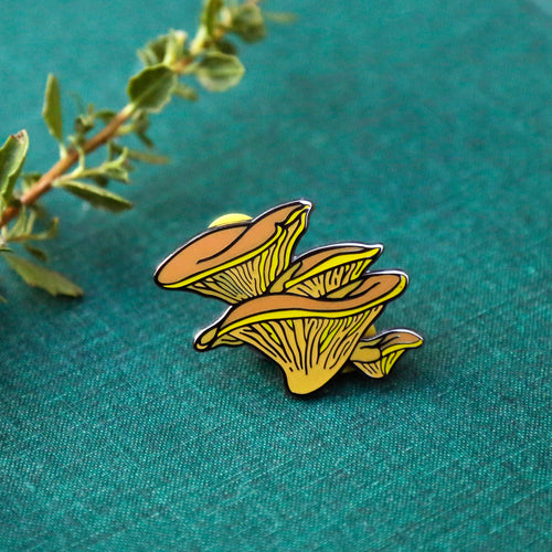 Load image 1 in gallery view. SECONDS SALE Western Jack-O'-Lantern Mushroom Glow in the Dark Enamel Pin