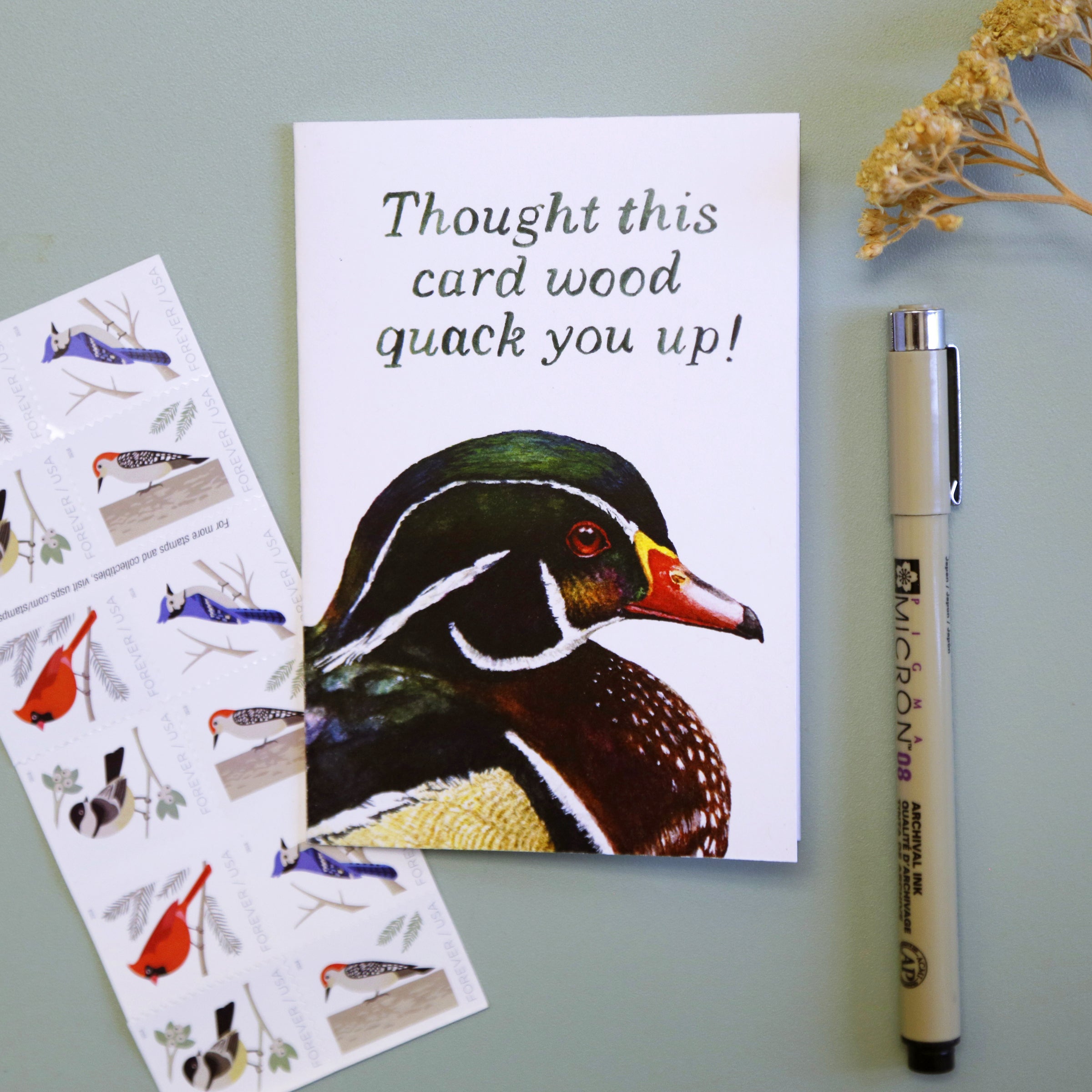 Thought this Card Wood Quack You Up! - Wood Duck Greeting Card