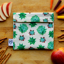 Reusable Snack Sandwich Bag - Zero Waste - Food Storage Bag - Eco-Friendly - Recycled Plastic Fabric - Succulents Native Plants