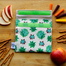 Reusable Snack Sandwich Bag - Zero Waste - Food Storage Bag - Eco-Friendly - Recycled Plastic Fabric - Succulents Native Plants