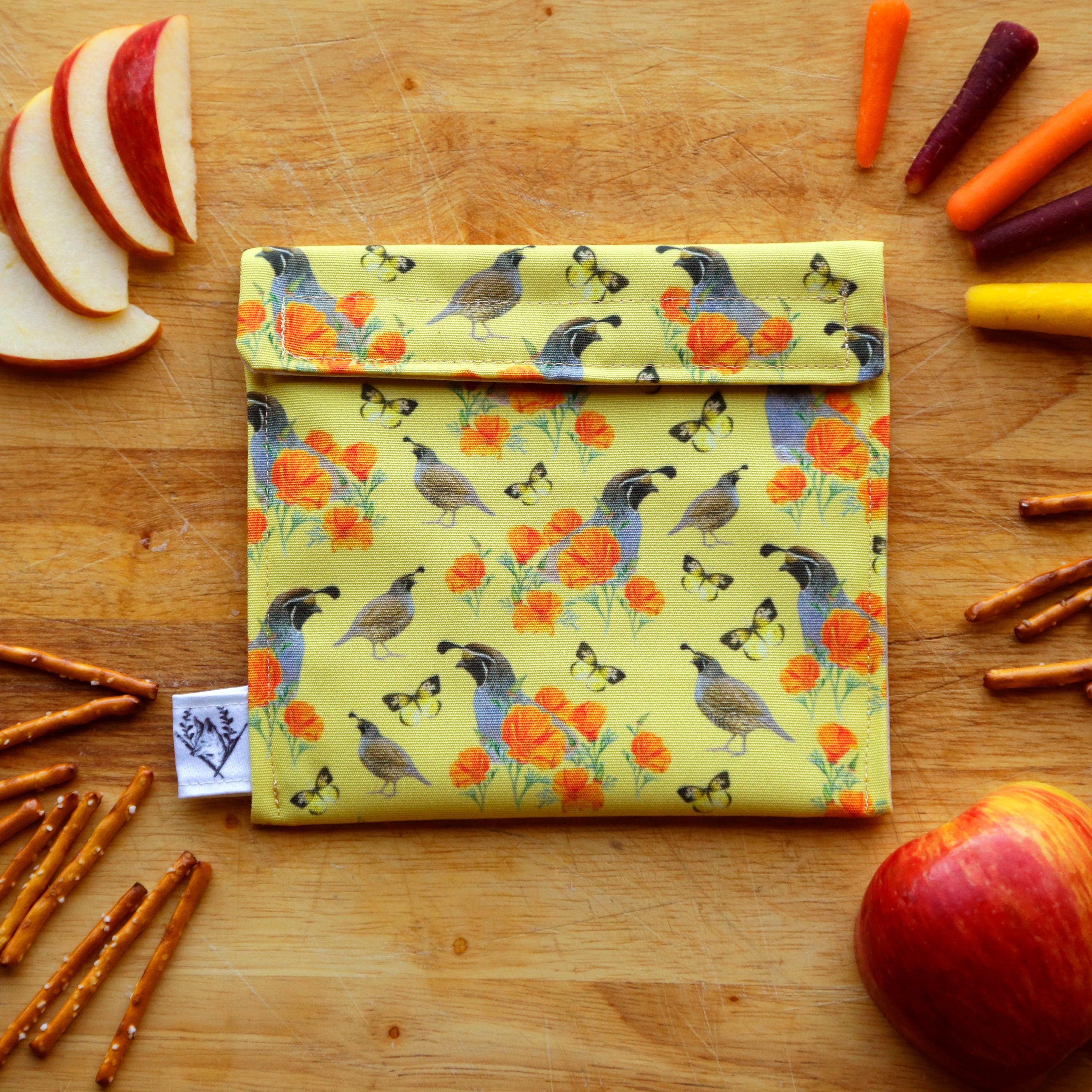 Poppy & Quail Reusable Snack Sandwich Bag - Zero Waste - Food Storage Bag