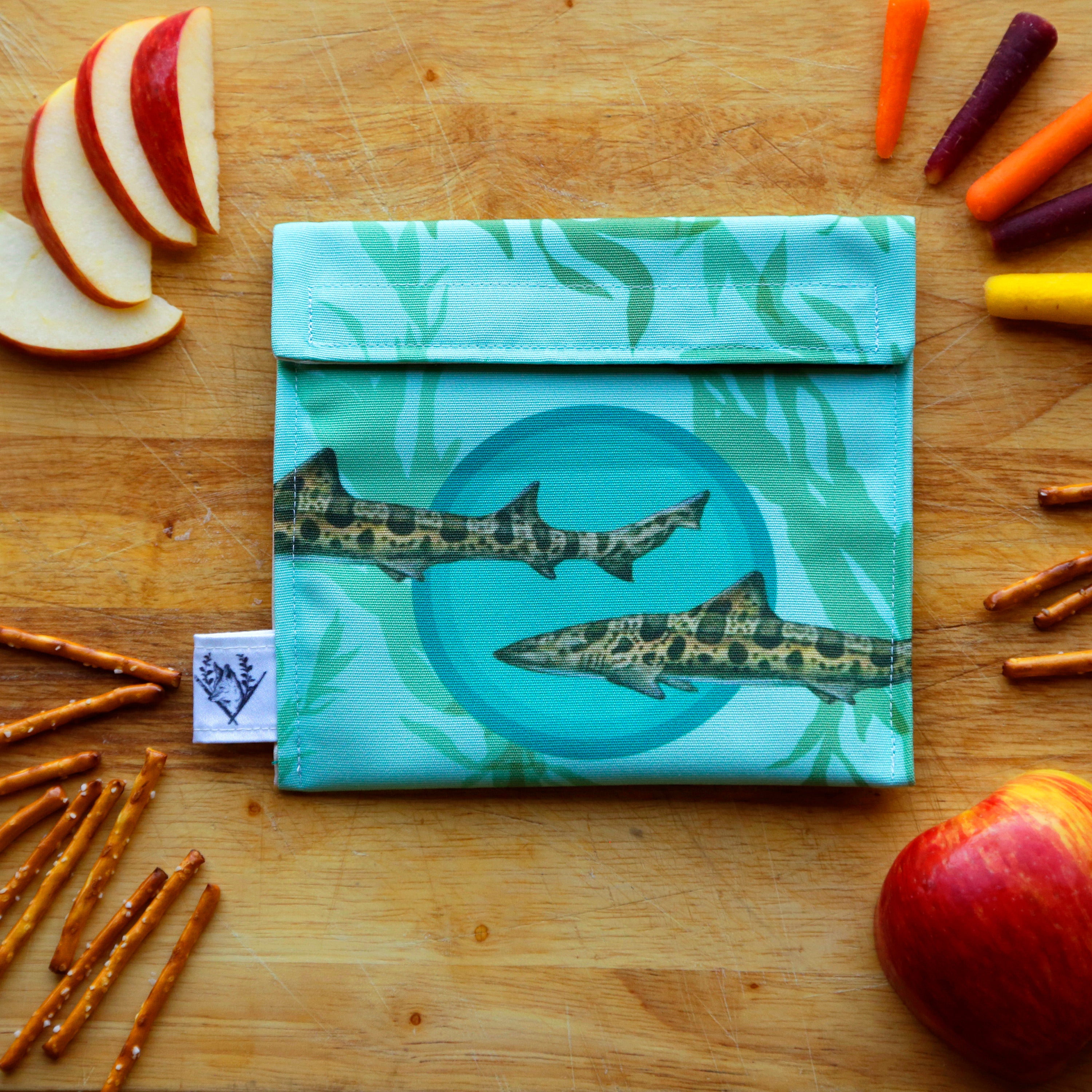 Kelp Forest Leopard Shark Reusable Snack Sandwich Bag - Zero Waste - Food Storage Bag