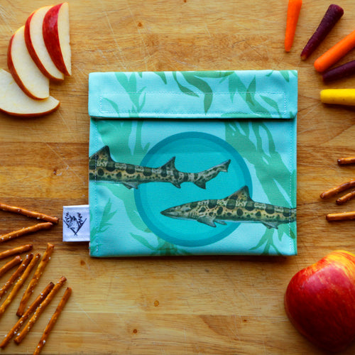 Load image 1 in gallery view. Kelp Forest Leopard Shark Reusable Snack Sandwich Bag - Zero Waste - Food Storage Bag