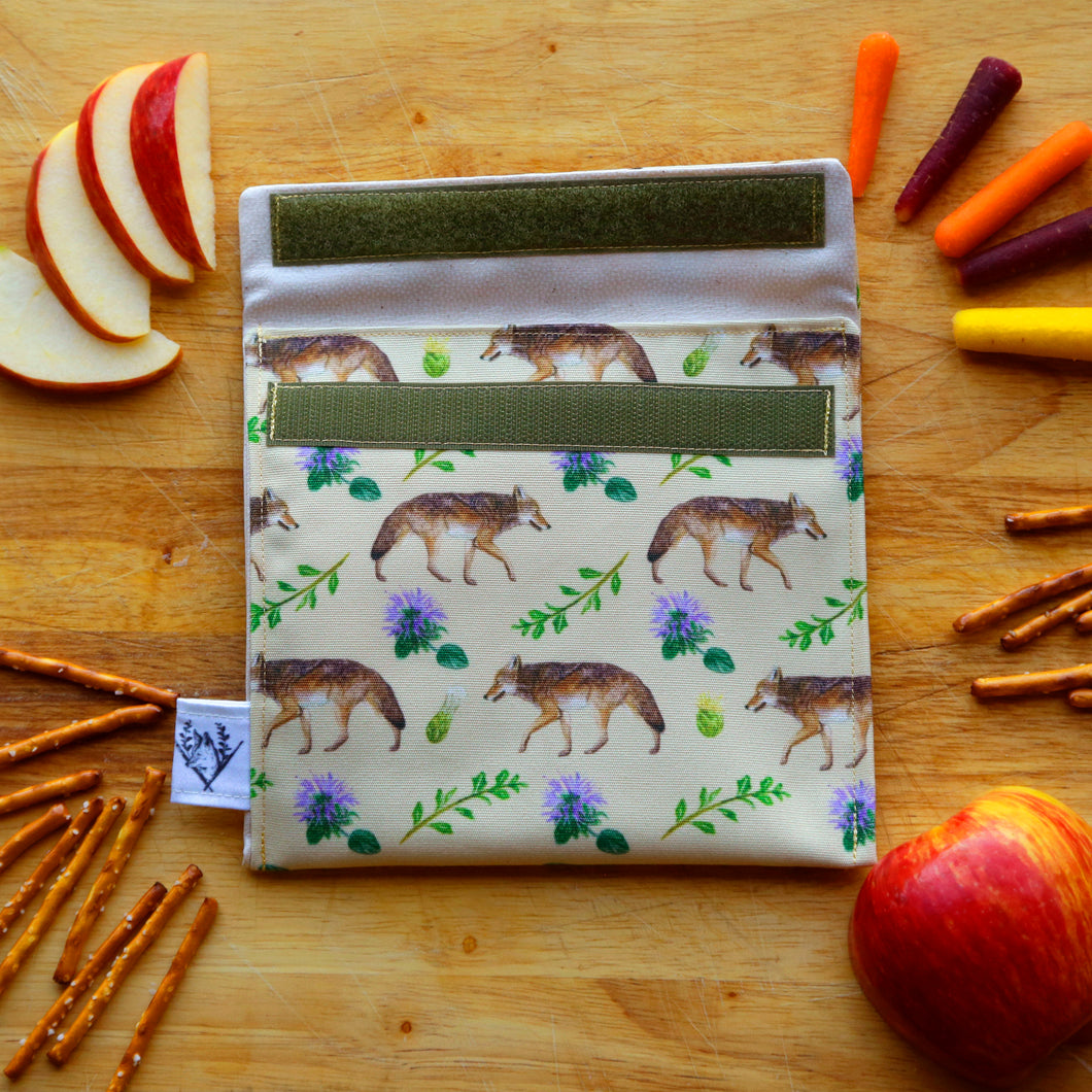 Coyotes Reusable Snack Sandwich Bag - Zero Waste - Food Storage Bag - Eco-Friendly - Recycled Plastic Fabric