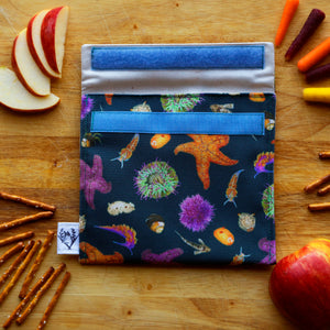 Tide Pool Reusable Snack Sandwich Bag - Zero Waste - Food Storage Bag - Eco-Friendly - Recycled Plastic Fabric- Intertidal Life
