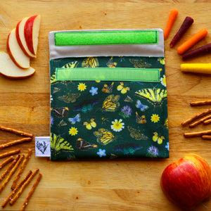 California Pollinators Reusable Snack Sandwich Bag - Zero Waste - Food Storage Bag - Eco-Friendly -Recycled Plastic Fabric