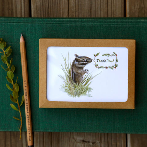 Load image 1 in gallery view. Set of 8 Chipmunk Thank You Cards