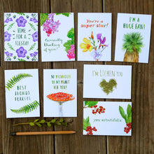 Set of 8 Flora & Fungi Pun Cards - Best Fronds, Time for a Fiesta, Lichen You, You Arbutifolia, Super Star, So Mushroom, Huge Fan, Currantly Thinking