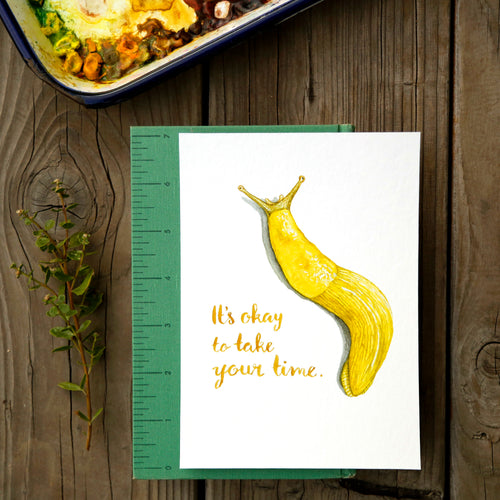 Load image 1 in gallery view. Banana Slug 5x7 Print - It's Okay To Take Your Time