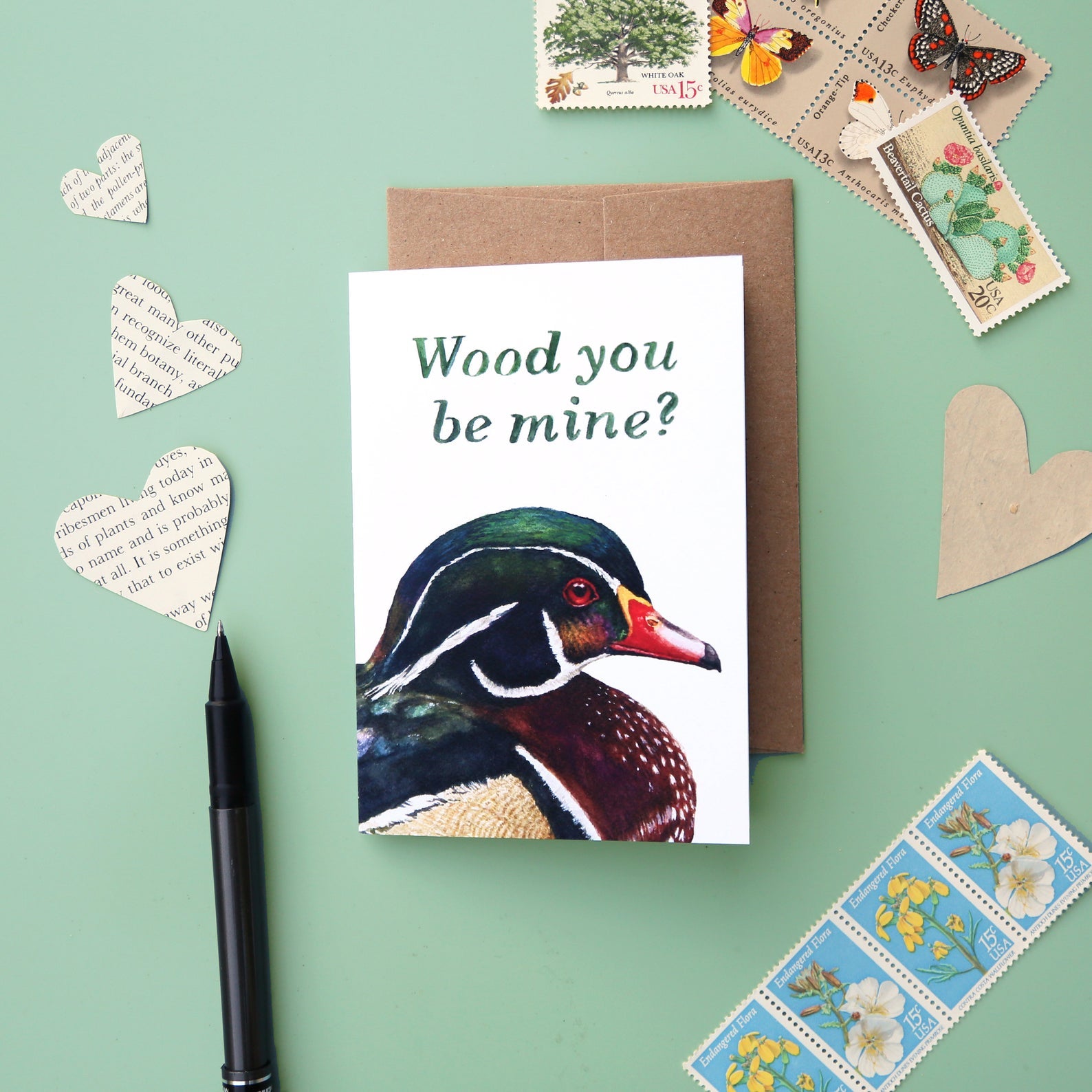 Wood You Be Mine? - Wood Duck Love Card