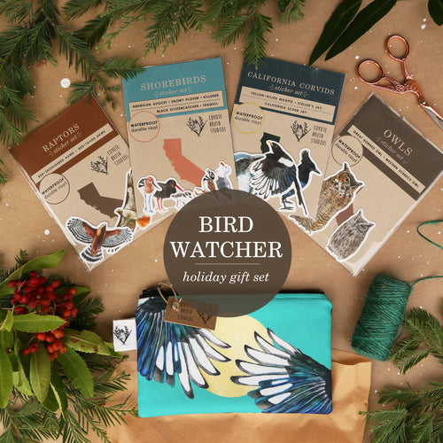 Load image 1 in gallery view. Bird Watcher Themed Gift Set with Stickers, Zipper Pouch