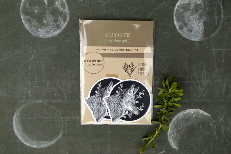 Coyote and Coyote Brush Vinyl Stickers