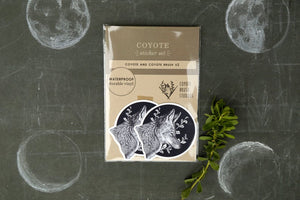Coyote Sticker Set: Two Circular Vinyl Stickers