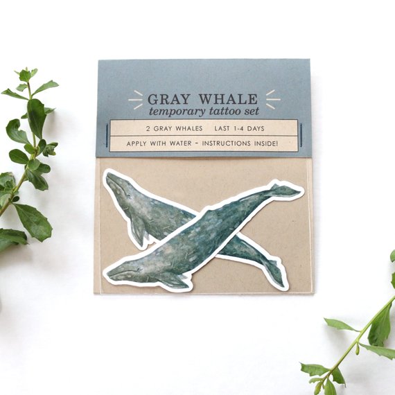 Gray Whale: Two Temporary Tattoos