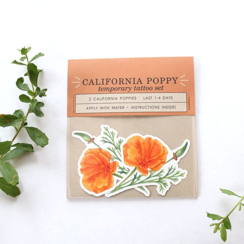 California Poppy: Two Temporary Tattoos
