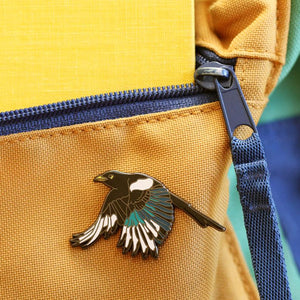 Yellow Billed Magpie Enamel Pin: California Native Bird Pin