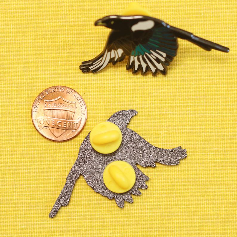 Yellow Billed Magpie Enamel Pin: California Native Bird Pin