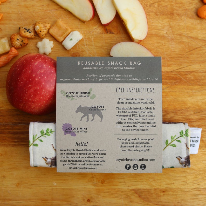 Coyotes Reusable Snack Sandwich Bag - Zero Waste - Food Storage Bag