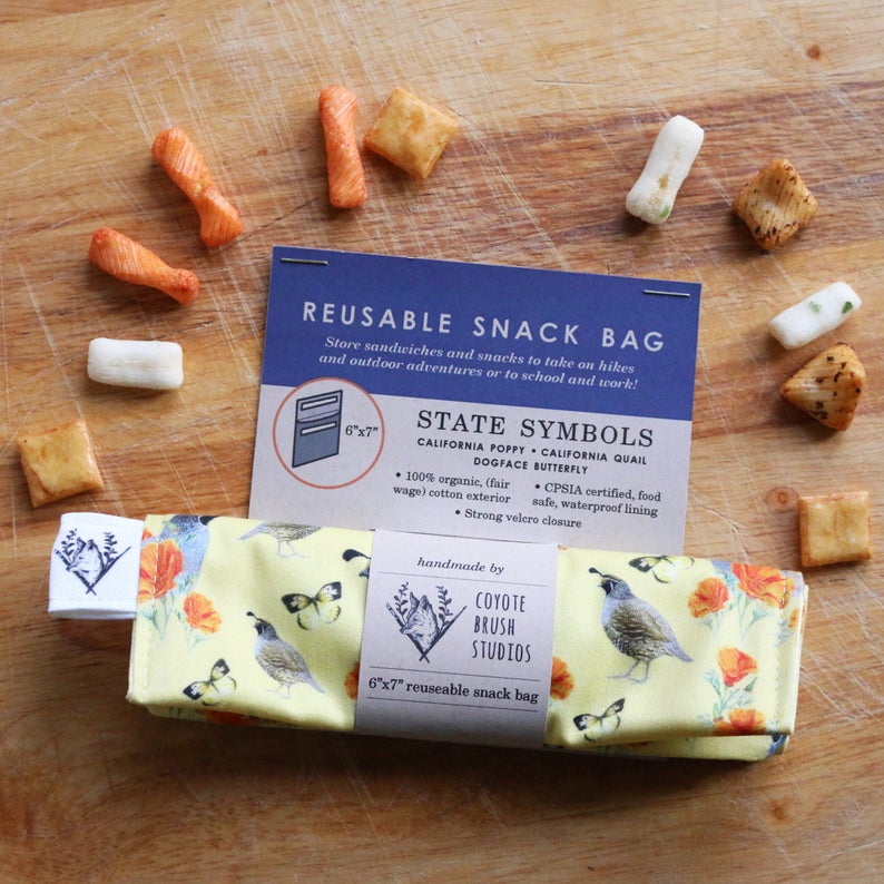 Poppy & Quail Reusable Snack Sandwich Bag - Zero Waste - Food Storage Bag