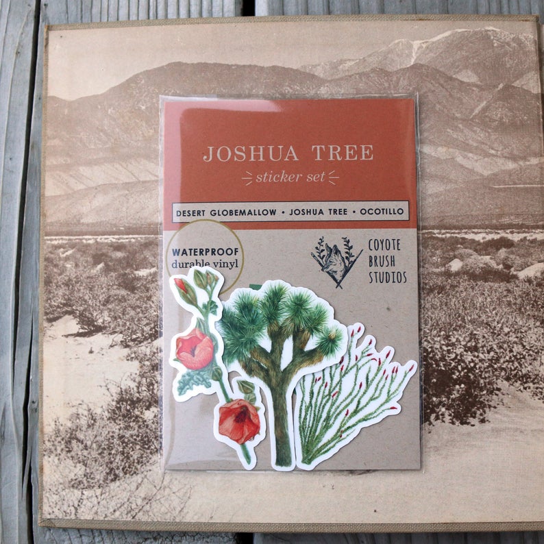 Joshua Tree Vinyl Stickers: Ocotillo, Desert Mallow, Joshua Tree