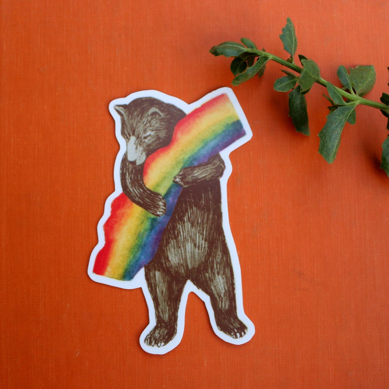 Rainbow LGBTQIA+ CA Pride Vinyl Stickers: Gay Pride Flag Bears