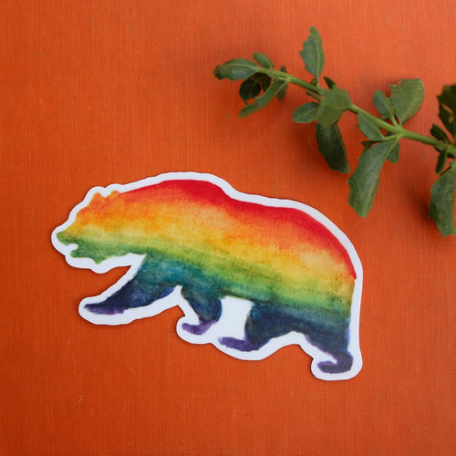 Load image 1 in gallery view. Rainbow LGBTQIA+ CA Pride Vinyl Stickers: Gay Pride Flag Bears