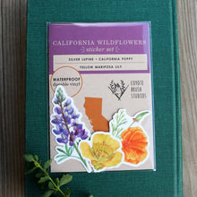 Wildflowers of California Stickers: Three Vinyl Stickers, California Poppy, Silver Lupine, Mariposa Lily