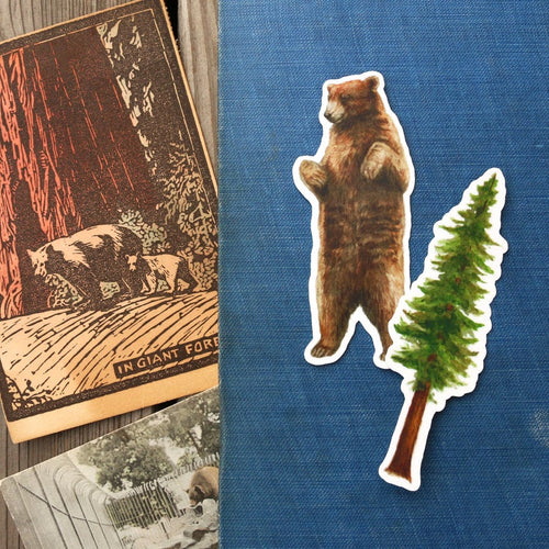 Load image 1 in gallery view. State Symbols Vinyl Stickers: Coastal Redwood, CA Grizzly, Gray Whale
