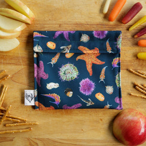 Tide Pool Reusable Snack Sandwich Bag - Zero Waste - Food Storage Bag - Eco-Friendly - Recycled Plastic Fabric- Intertidal Life